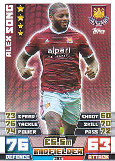 Alex Song West Ham United 2014/15 Topps Match Attax #352